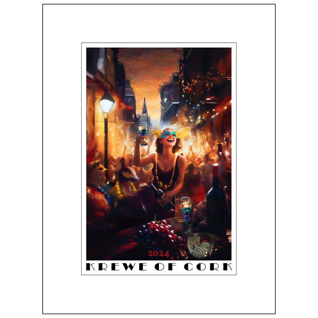 Krewe of Cork 2024 Mardi Gras Poster Artwork by Matthew Peck